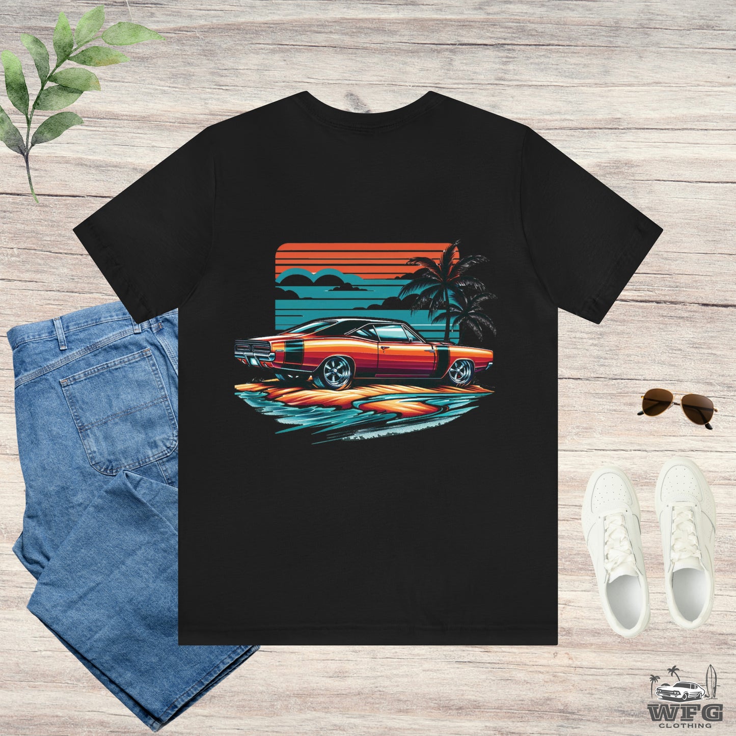 Vintage Muscle Power Tee: Sunset Beach Cruise