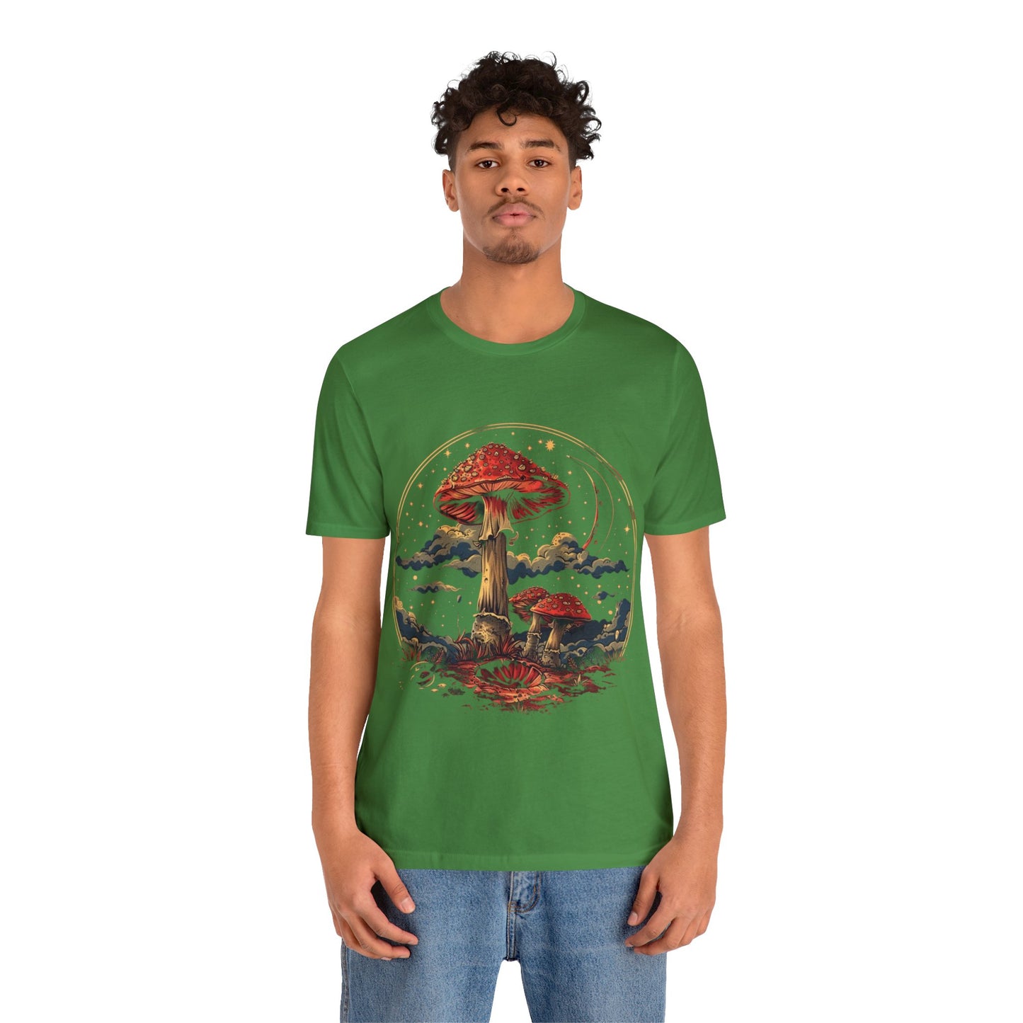 Mystical Cosmic Shroom Forest Universe T-Shirt, Fantacy Stars Dream Tee