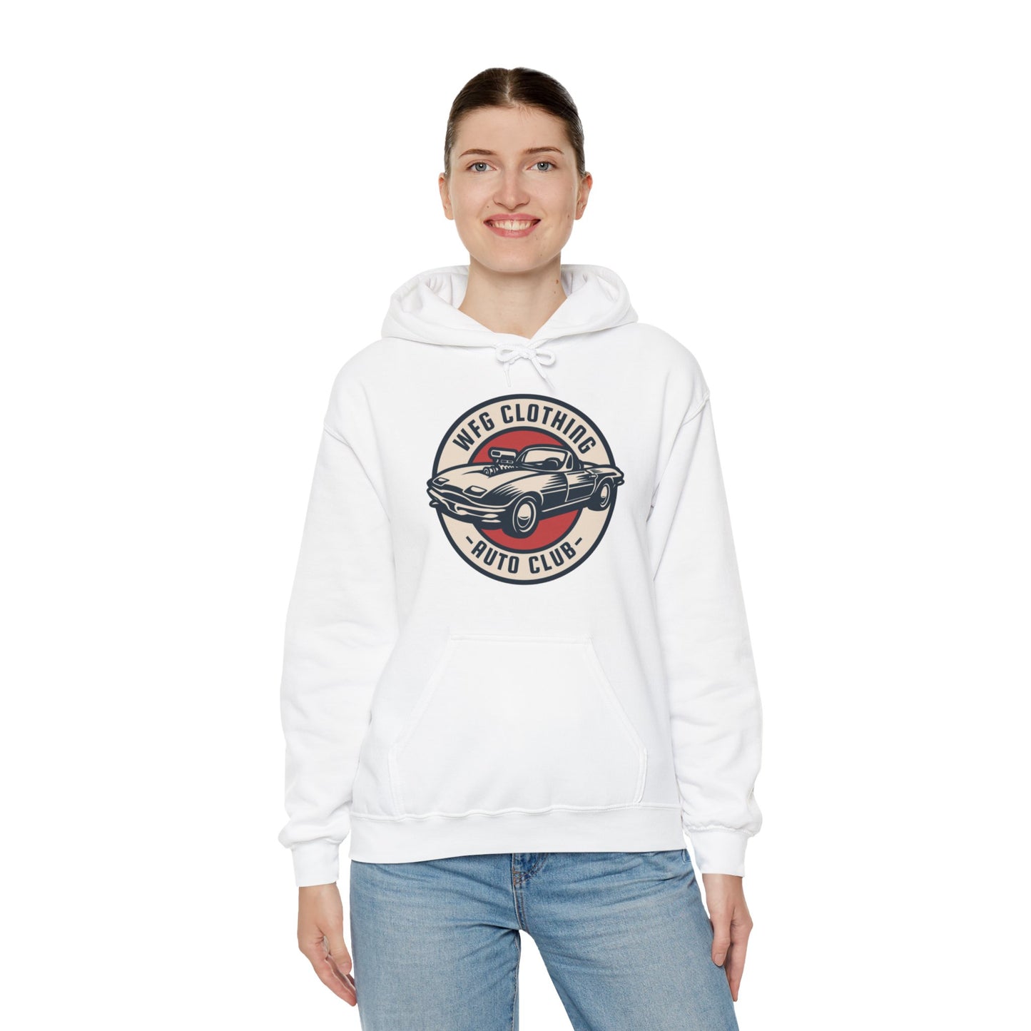 WFG Auto Club Custom Garage Graphic Hooded Sweatshirt Unisex Heavy Blend™ Hoodie  Multiple Colors Available