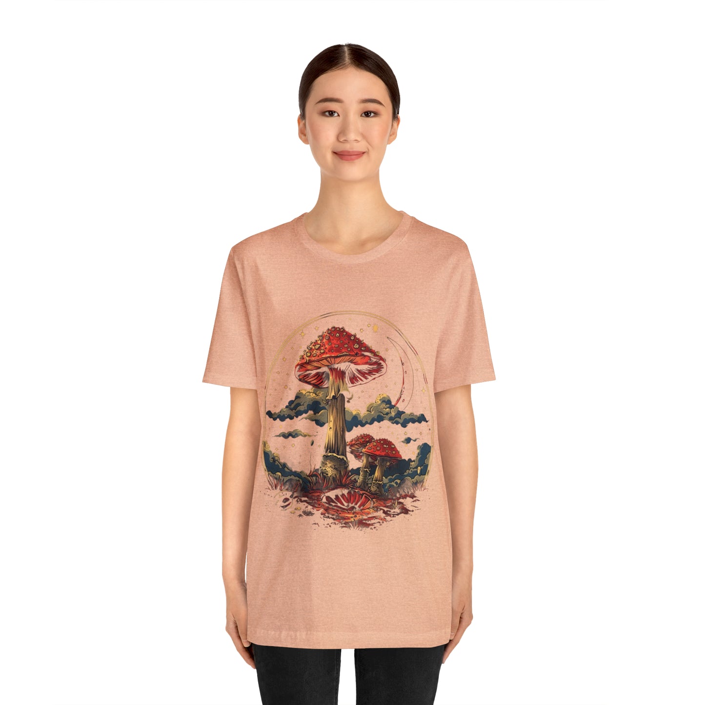 Mystical Cosmic Shroom Forest Universe T-Shirt, Fantacy Stars Dream Tee