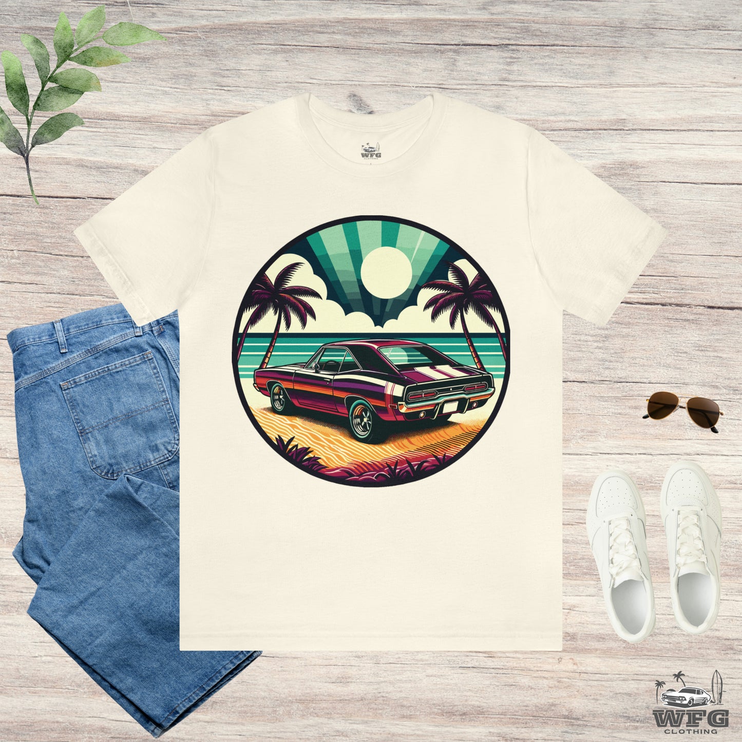 American Muscle Car Retro Roadster Revival: Beachfront Ride Multiple Colors Size Mens Womens Unisex