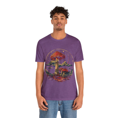 Mystical Cosmic Shroom Forest Universe T-Shirt, Fantacy Stars Dream Tee