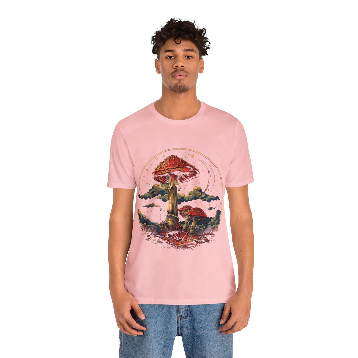 Mystical Cosmic Shroom Forest Universe T-Shirt, Fantacy Stars Dream Tee