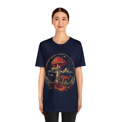 Mystical Cosmic Shroom Forest Universe T-Shirt, Fantacy Stars Dream Tee