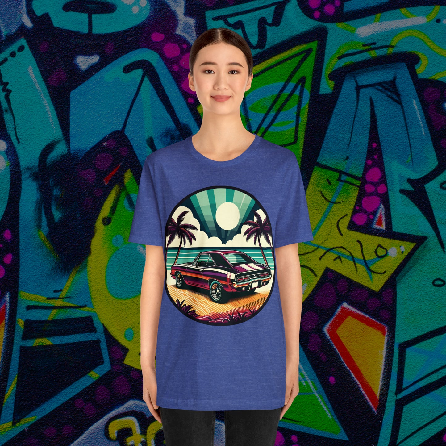 American Muscle Car Retro Roadster Revival: Beachfront Ride Multiple Colors Size Mens Womens Unisex