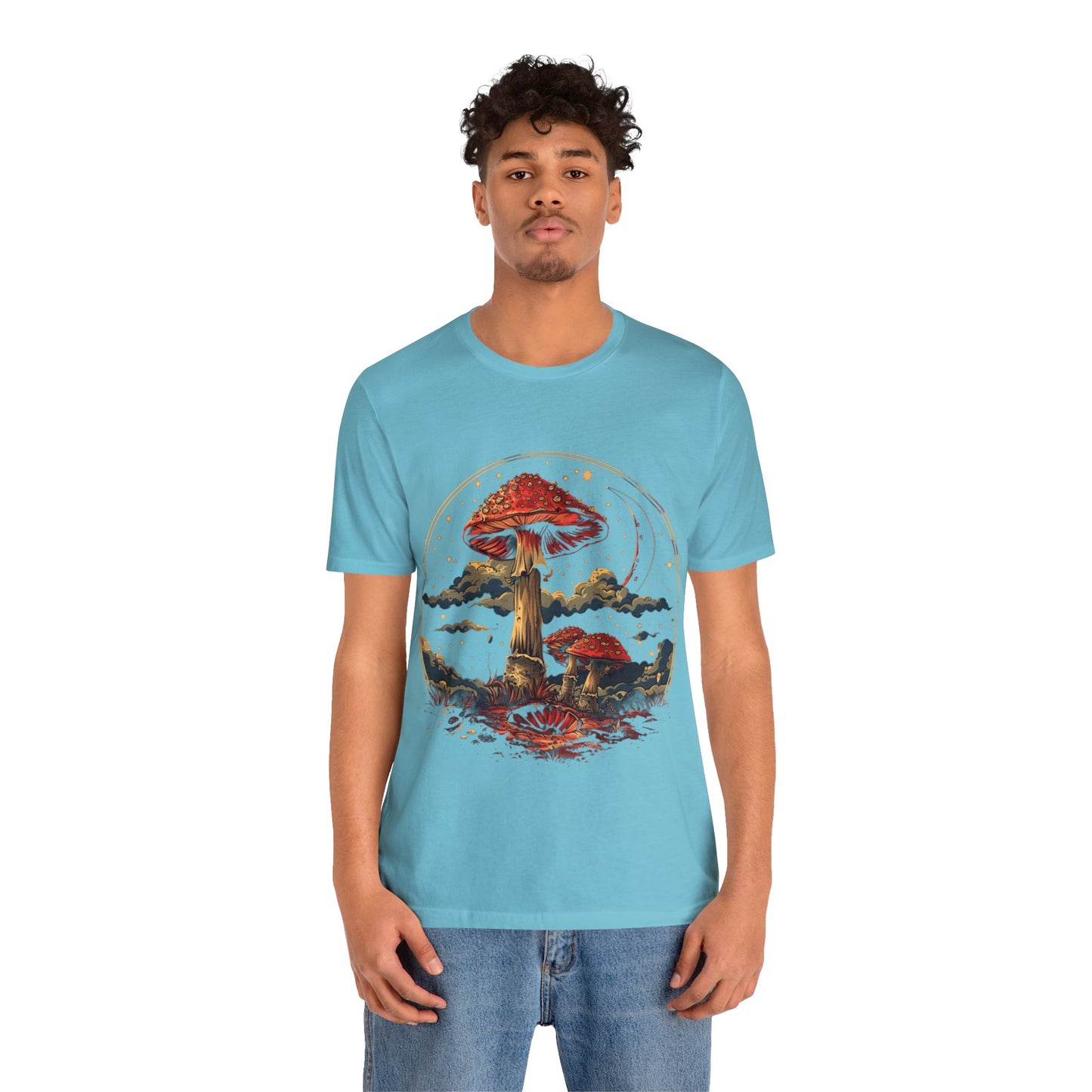 Mystical Cosmic Shroom Forest Universe T-Shirt, Fantacy Stars Dream Tee