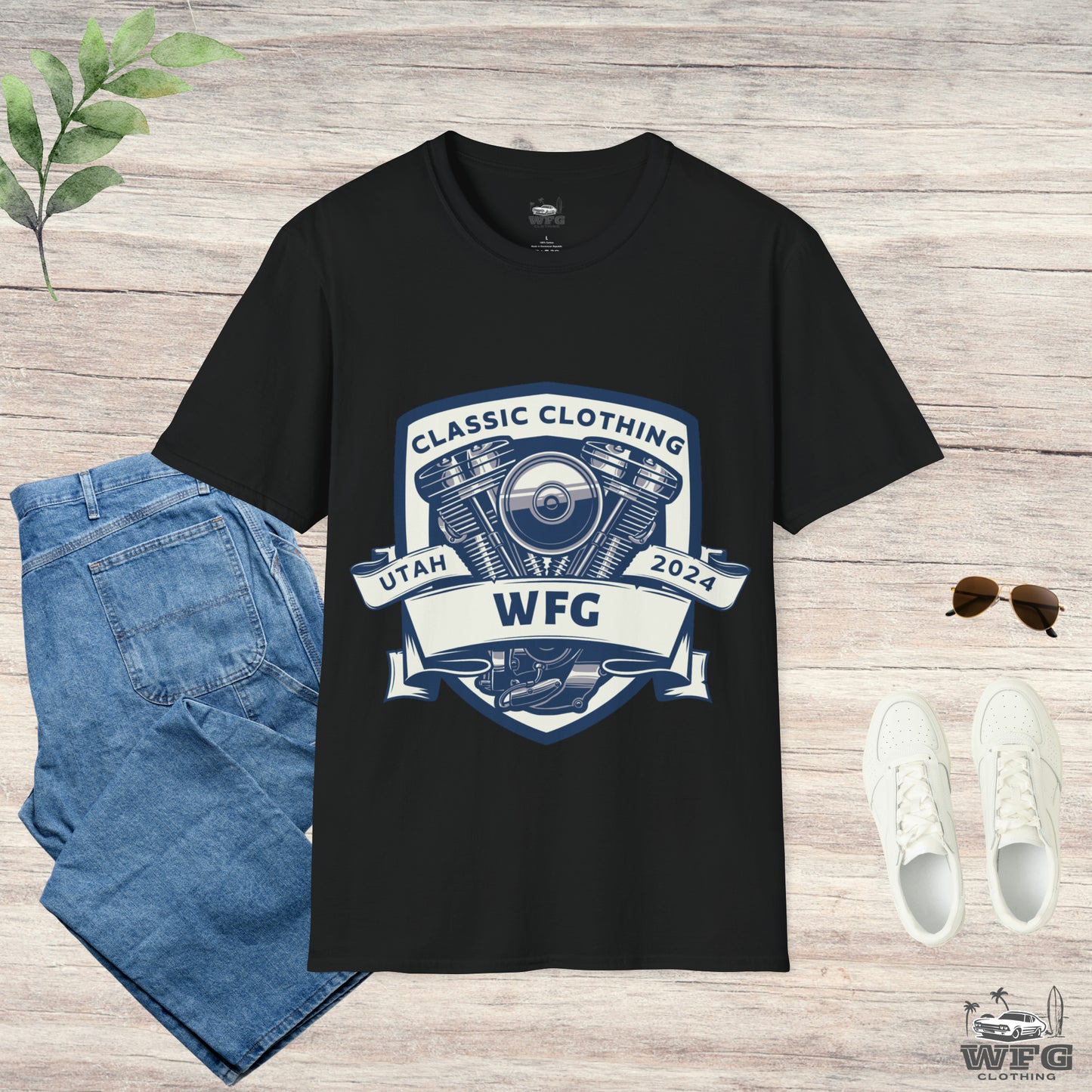 Classic V-Twin Engine Motorcycle T-Shirt - Retro Muscle Moto Vibes Tee - Vibrant Utah Shirt