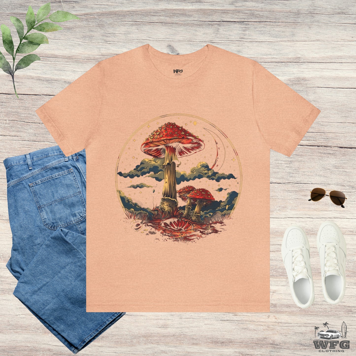 Mystical Cosmic Shroom Forest Universe T-Shirt, Fantacy Stars Dream Tee