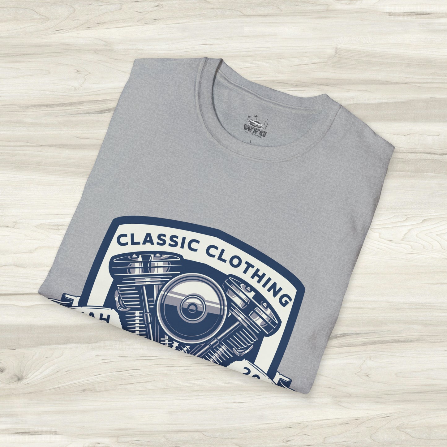 Classic V-Twin Engine Motorcycle T-Shirt - Retro Muscle Moto Vibes Tee - Vibrant Utah Shirt