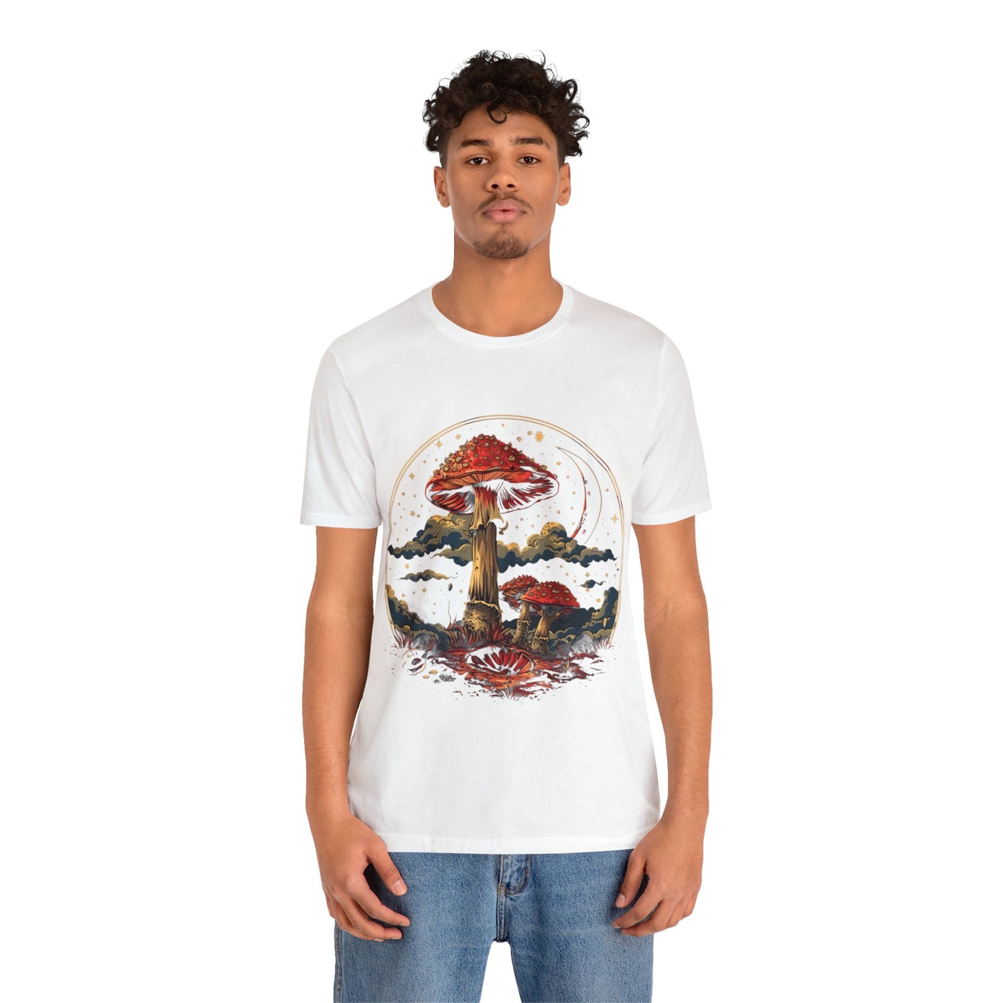 Mystical Cosmic Shroom Forest Universe T-Shirt, Fantacy Stars Dream Tee