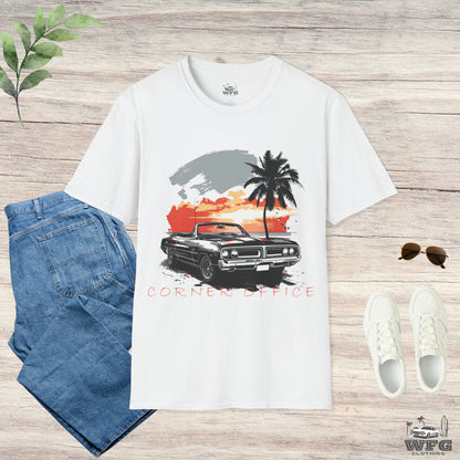 Corner Office Classic Muscle Car T-Shirt - Retro Surfer Beach Tee Summer Spring Shirt