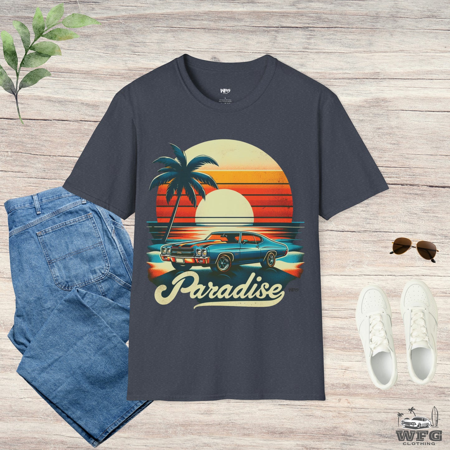 Chevelle Paradise 4 Classic American Muscle Car T-Shirt Beach Island Travel Tee Retro Surfer Summer Spring Shirt