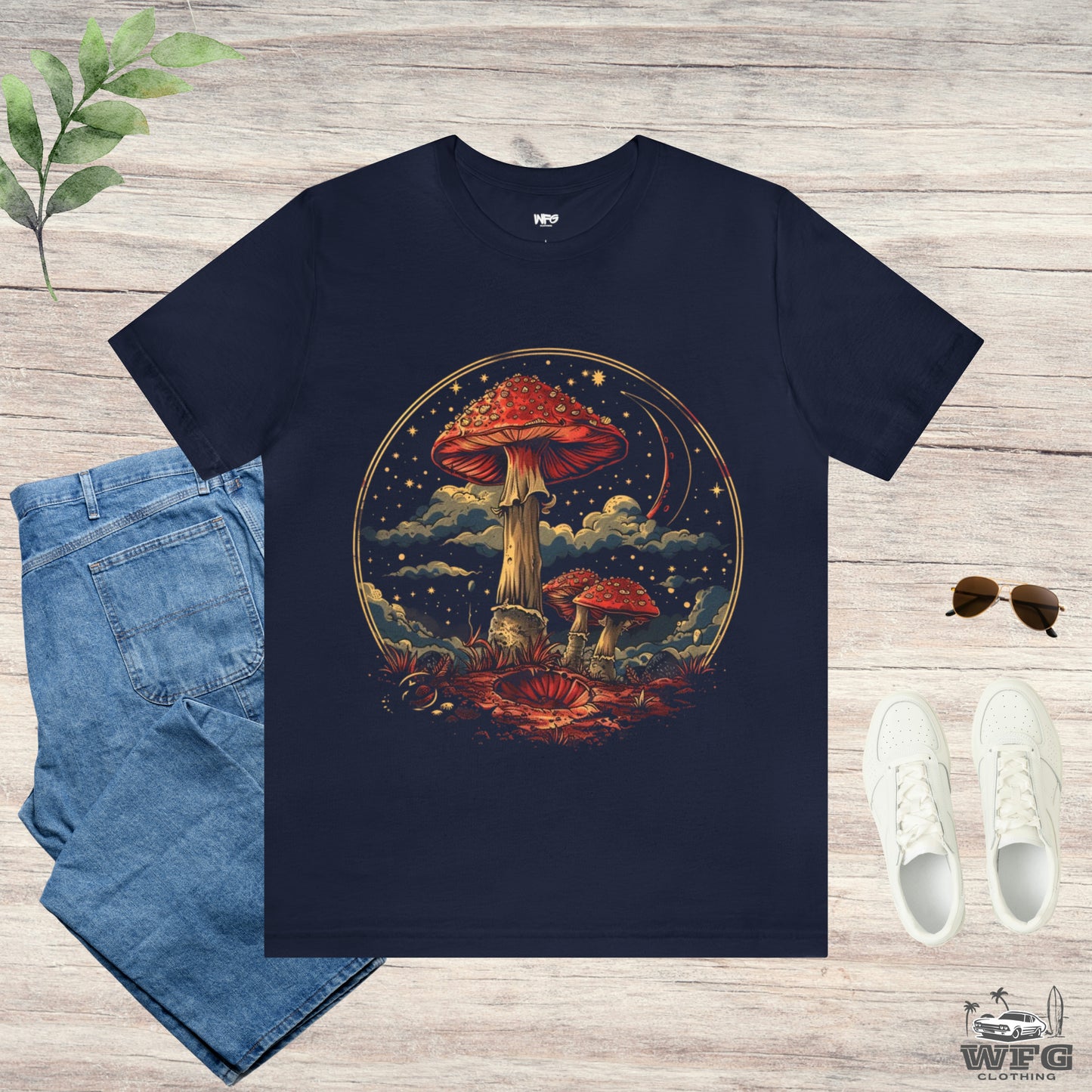 Mystical Cosmic Shroom Forest Universe T-Shirt, Fantacy Stars Dream Tee