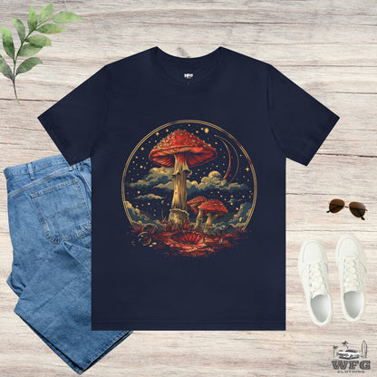 Mystical Cosmic Shroom Forest Universe T-Shirt, Fantacy Stars Dream Tee