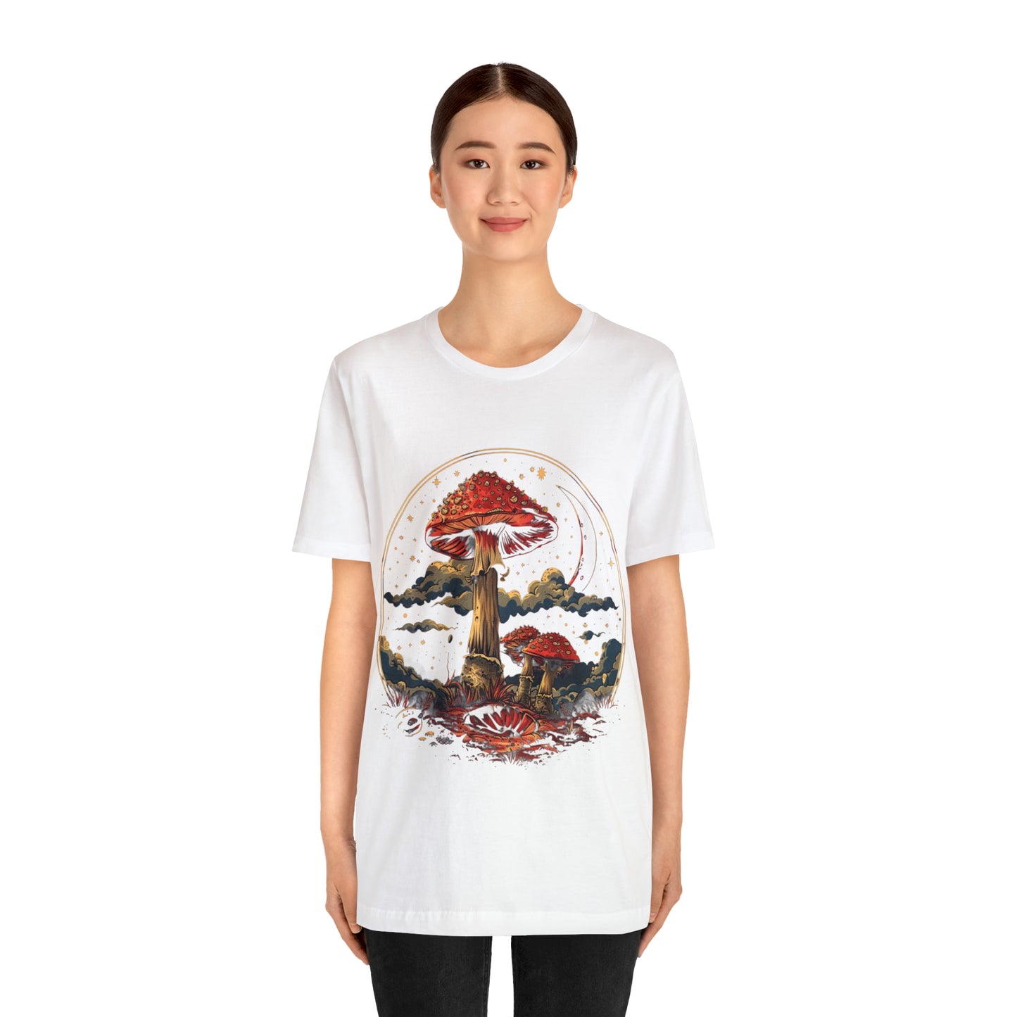 Mystical Cosmic Shroom Forest Universe T-Shirt, Fantacy Stars Dream Tee