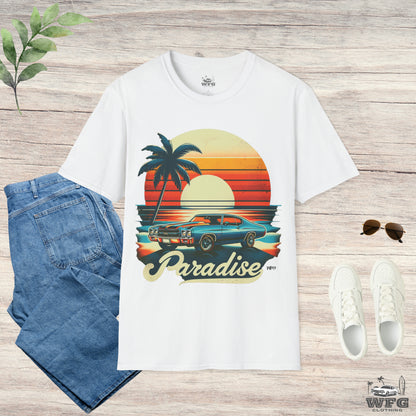 Chevelle Paradise 4 Classic American Muscle Car T-Shirt Beach Island Travel Tee Retro Surfer Summer Spring Shirt