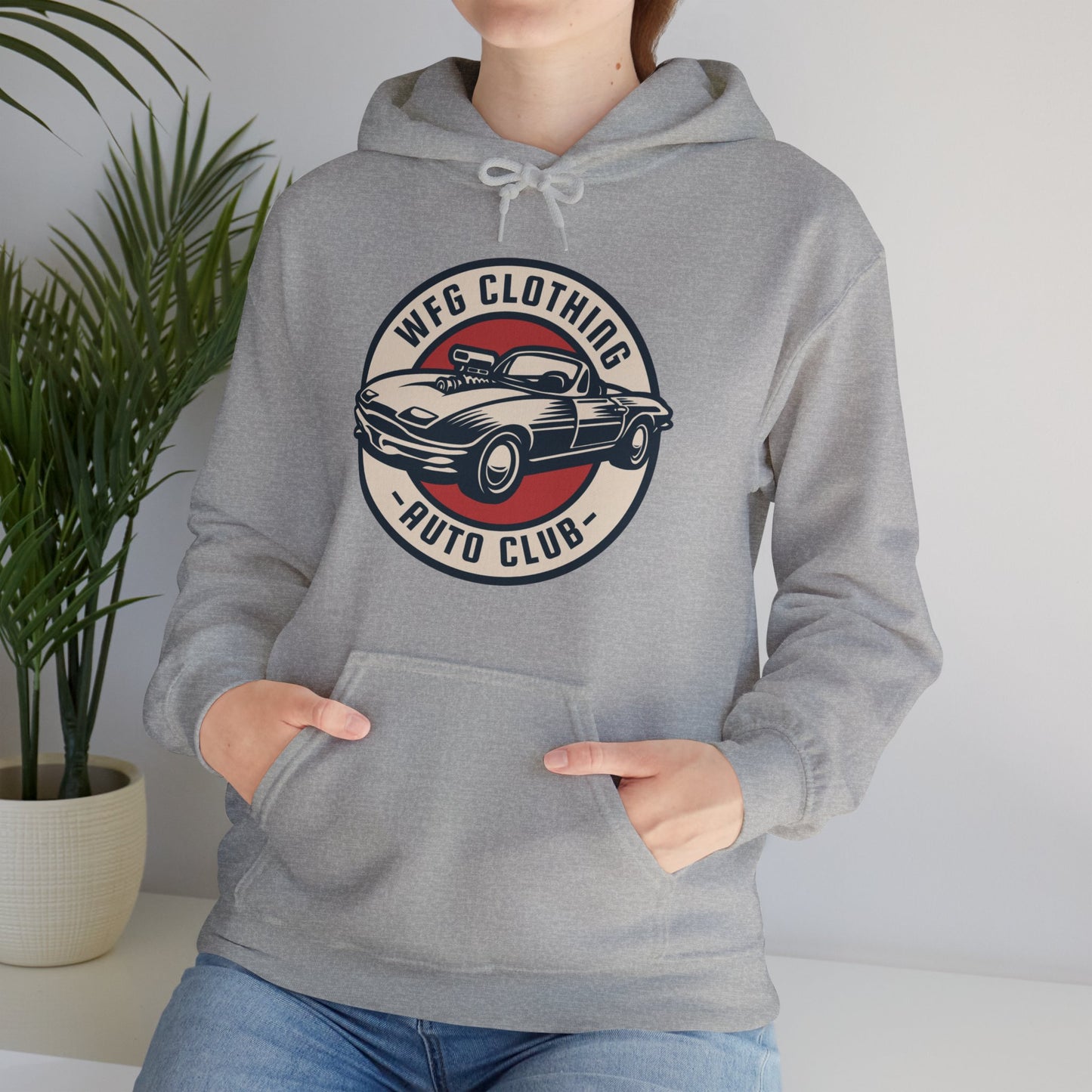 WFG Auto Club Custom Garage Graphic Hooded Sweatshirt Unisex Heavy Blend™ Hoodie  Multiple Colors Available