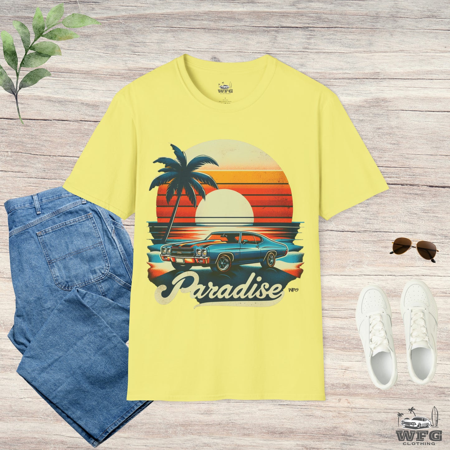 Chevelle Paradise 4 Classic American Muscle Car T-Shirt Beach Island Travel Tee Retro Surfer Summer Spring Shirt