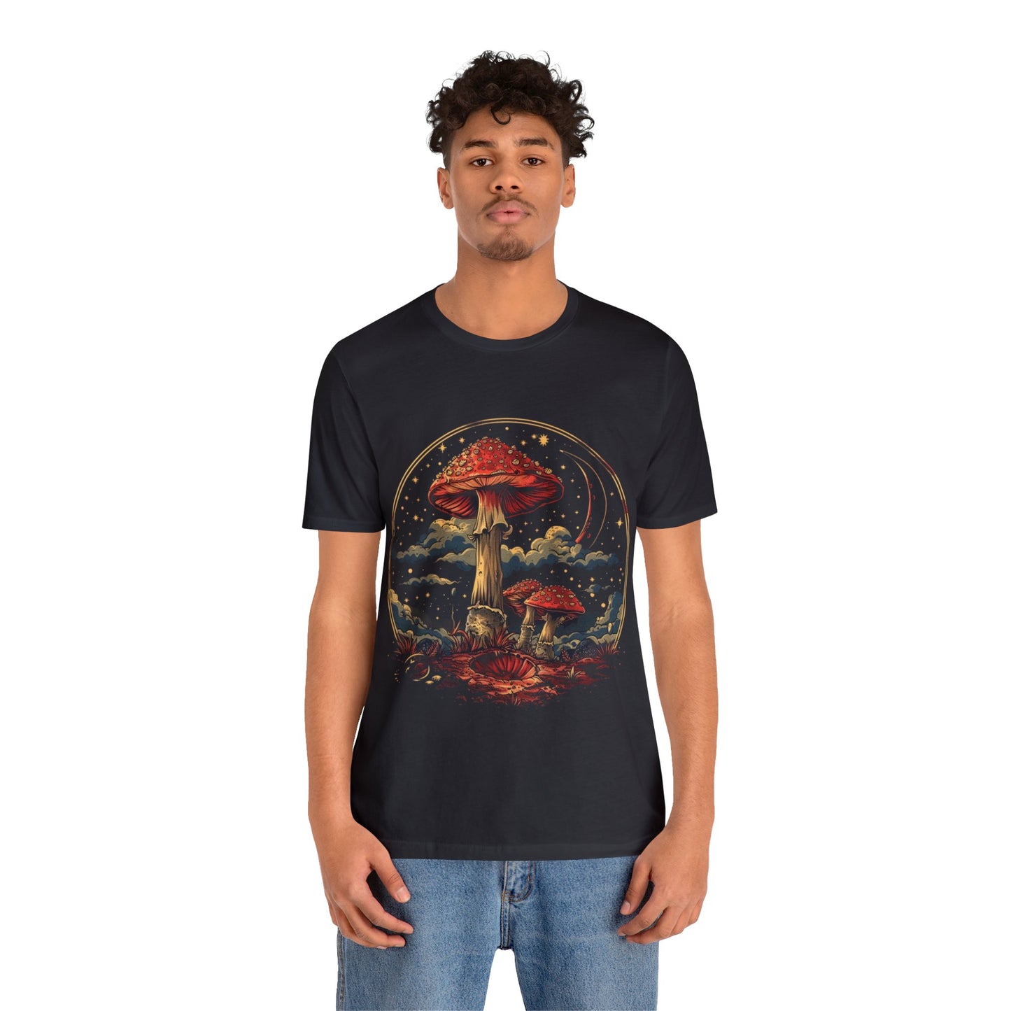 Mystical Cosmic Shroom Forest Universe T-Shirt, Fantacy Stars Dream Tee