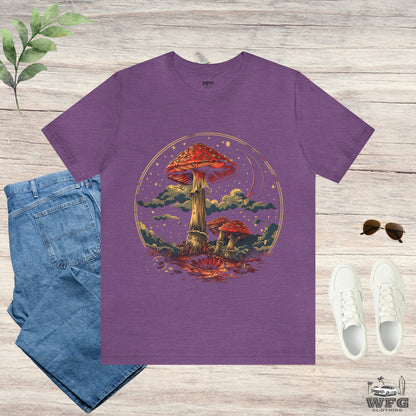 Mystical Cosmic Shroom Forest Universe T-Shirt, Fantacy Stars Dream Tee