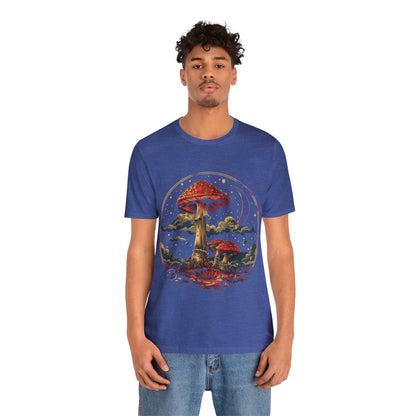 Mystical Cosmic Shroom Forest Universe T-Shirt, Fantacy Stars Dream Tee