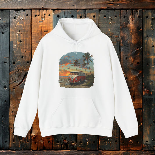 VW Bus Surf's Up Vintage Van Hoodie Retro Beach Surfer Vanlife Hooded Sweatshirt