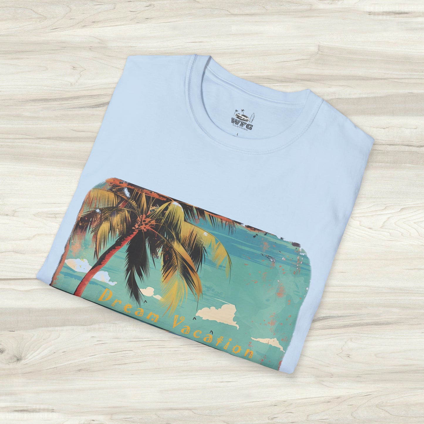 Dream Vacation Travel Tee Classic American Muscle Car T-Shirt - Retro Surfer Beach Summer Spring Shirt