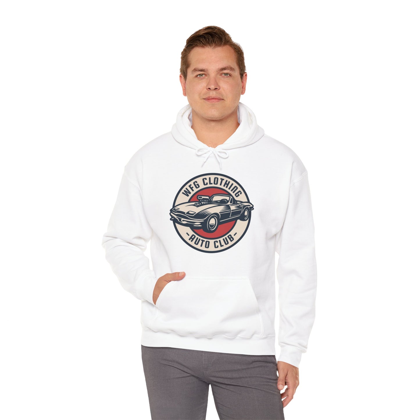 WFG Auto Club Custom Garage Graphic Hooded Sweatshirt Unisex Heavy Blend™ Hoodie  Multiple Colors Available