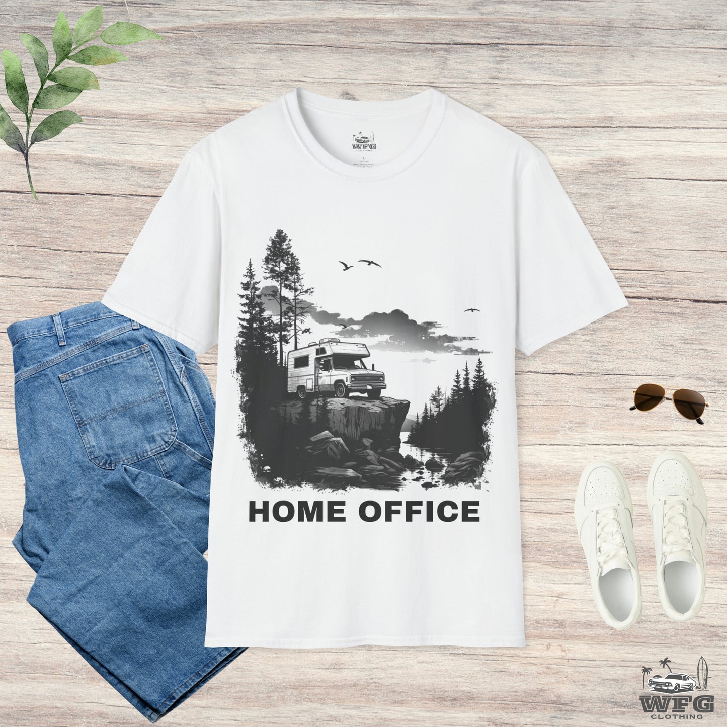 Home Office Van Life T-Shirt, Remote Work Enthusiast Tee, Nature Lover's Camping Shirt, Freelancer Outdoor Adventure Top