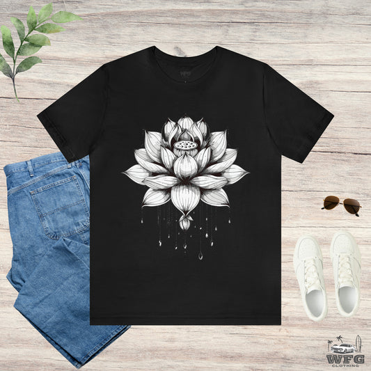 Serene Lotus Drip T-Shirt Multiple Colors Available Spiritual Tee Meditation Zen Yoga Bohemian Flower