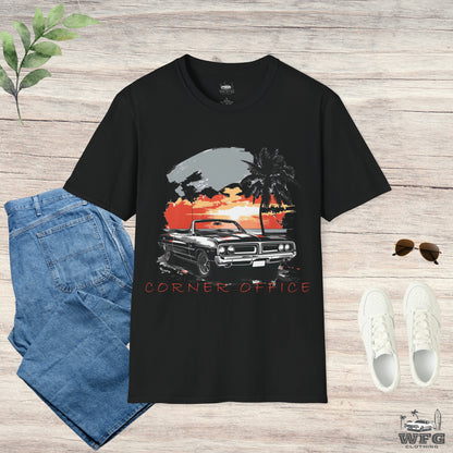 Corner Office Classic Muscle Car T-Shirt - Retro Surfer Beach Tee Summer Spring Shirt