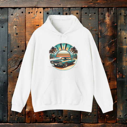 Cruisin' All Summer Long Hoodie Retro Muscle Car Beach Vibes Hooded Sweatshirt