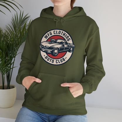 WFG Auto Club Custom Garage Graphic Hooded Sweatshirt Unisex Heavy Blend™ Hoodie  Multiple Colors Available