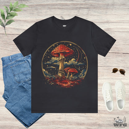 Mystical Cosmic Shroom Forest Universe T-Shirt, Fantacy Stars Dream Tee