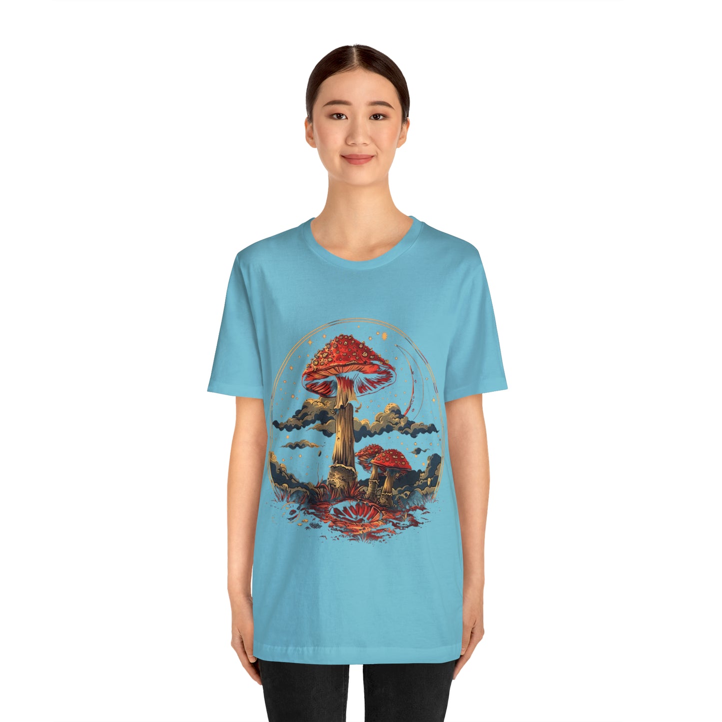 Mystical Cosmic Shroom Forest Universe T-Shirt, Fantacy Stars Dream Tee