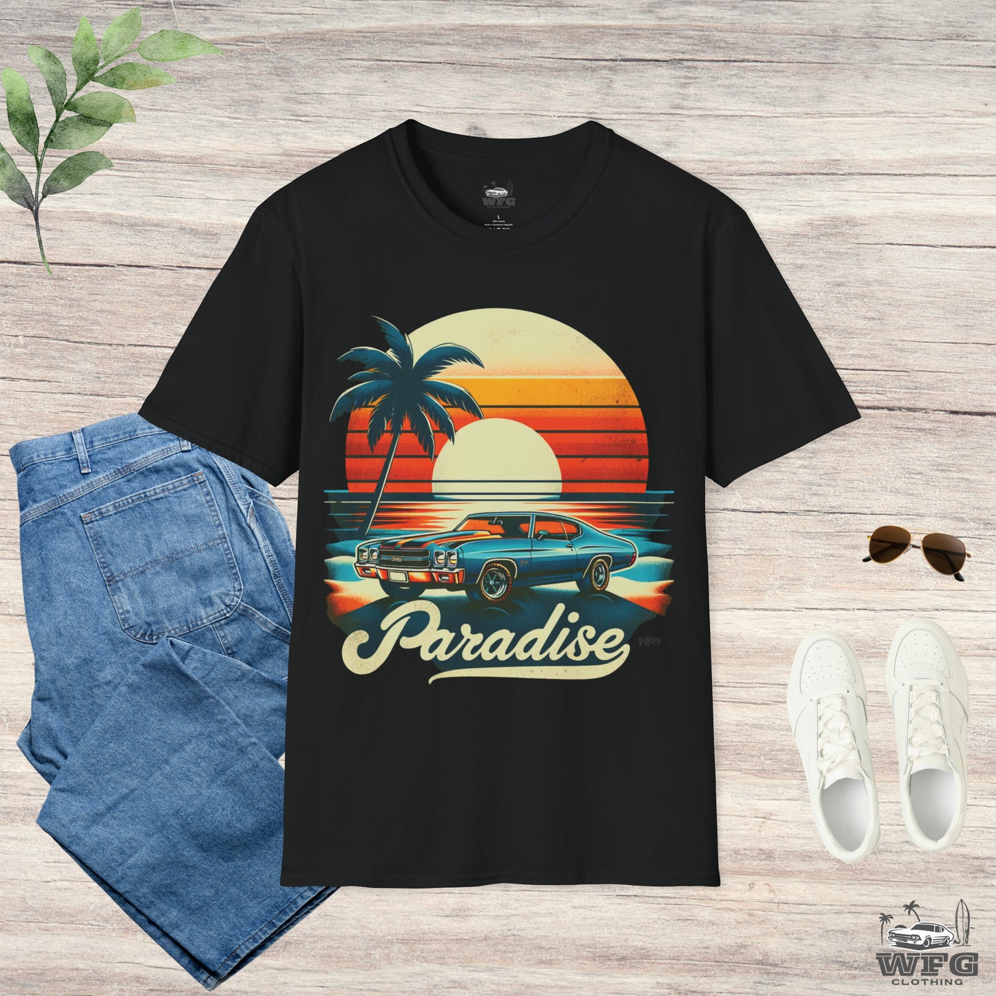 Chevelle Paradise 4 Classic American Muscle Car T-Shirt Beach Island Travel Tee Retro Surfer Summer Spring Shirt