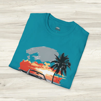 Corner Office Classic Muscle Car T-Shirt - Retro Surfer Beach Tee Summer Spring Shirt