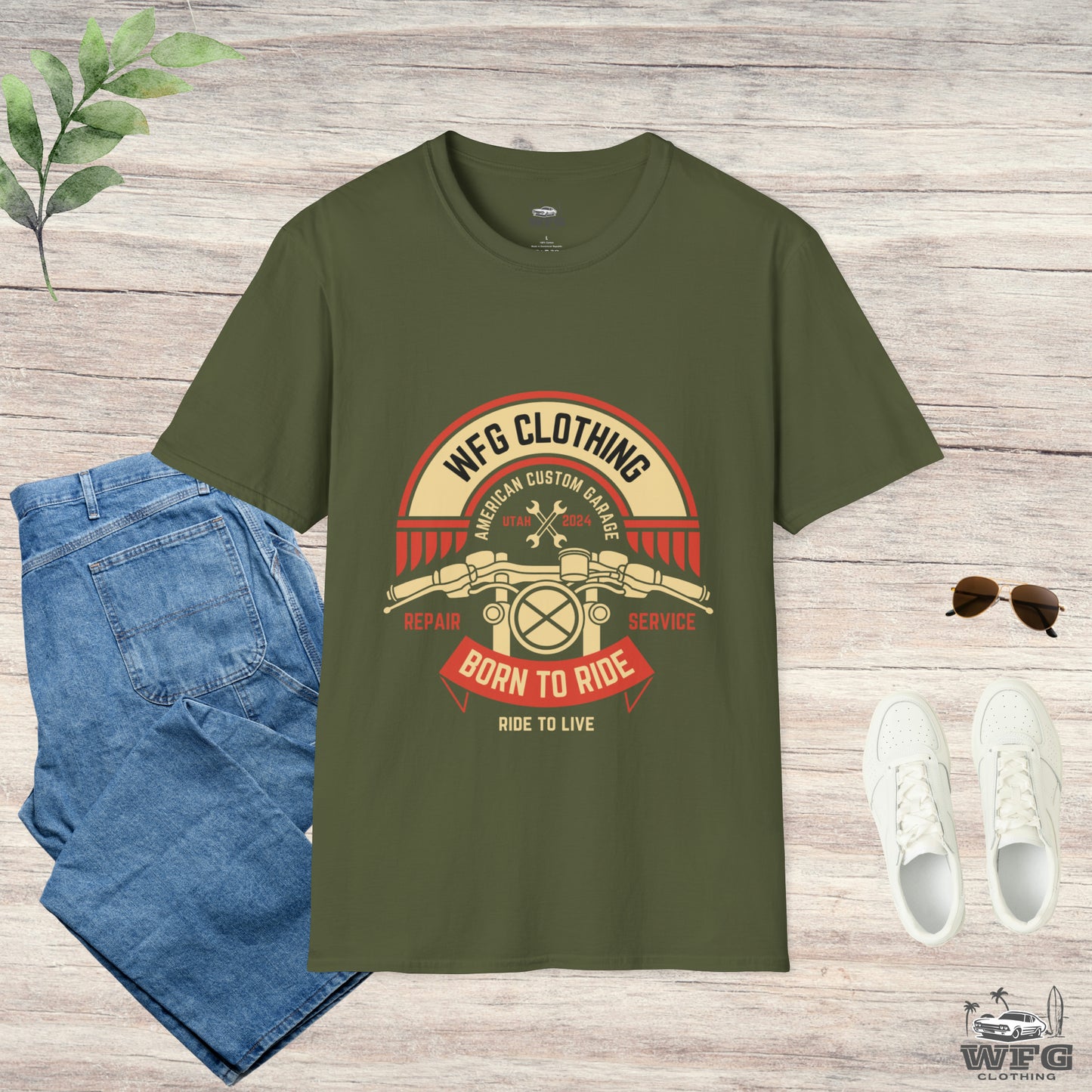 WFG Motorcycle Born to Ride T-Shirt - Retro Custom Moto Garage Vibes Tee Shirt