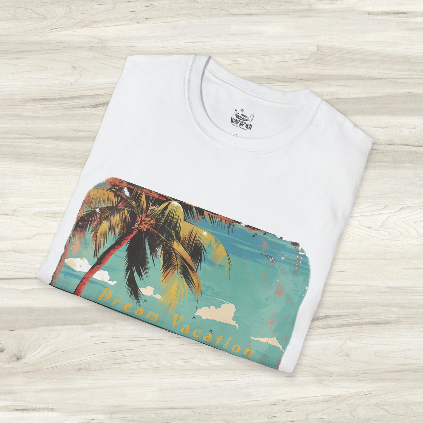 Dream Vacation Travel Tee Classic American Muscle Car T-Shirt - Retro Surfer Beach Summer Spring Shirt