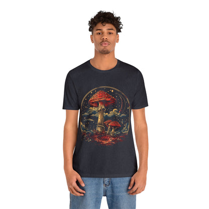 Mystical Cosmic Shroom Forest Universe T-Shirt, Fantacy Stars Dream Tee