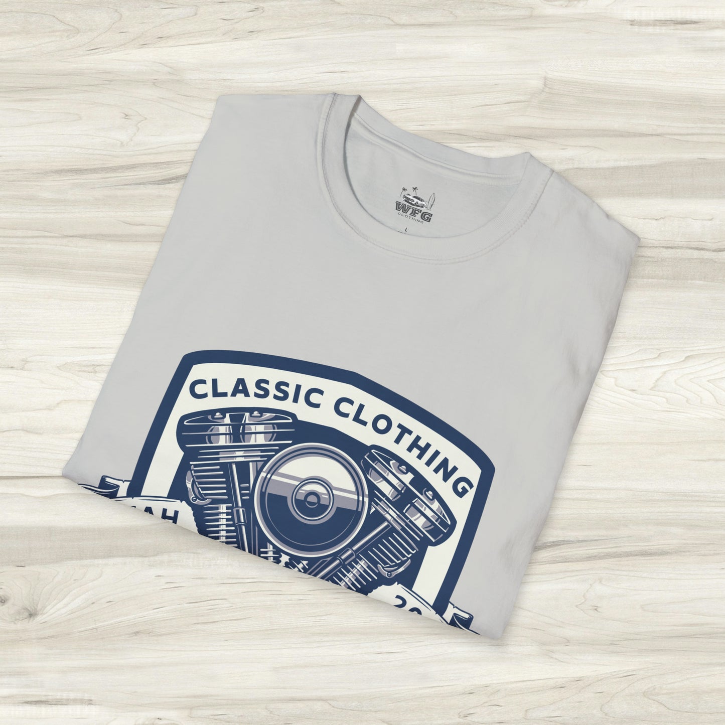 Classic V-Twin Engine Motorcycle T-Shirt - Retro Muscle Moto Vibes Tee - Vibrant Utah Shirt