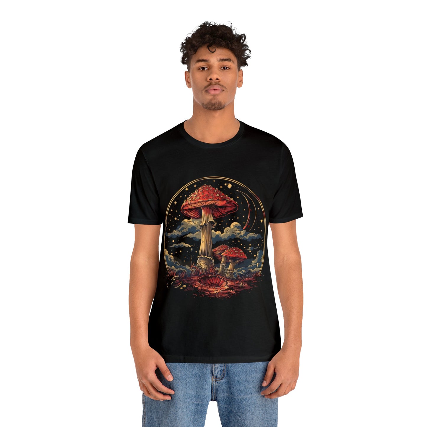 Mystical Cosmic Shroom Forest Universe T-Shirt, Fantacy Stars Dream Tee