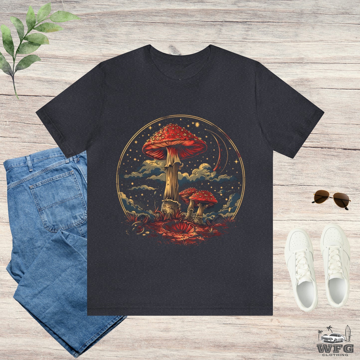 Mystical Cosmic Shroom Forest Universe T-Shirt, Fantacy Stars Dream Tee