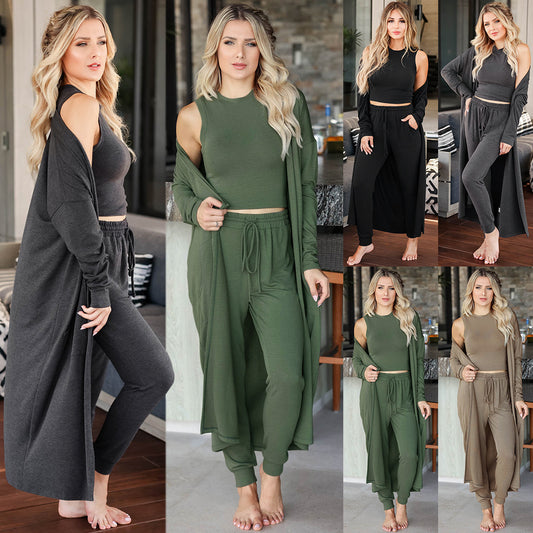 Women's Loungewear Collection Slim-Fit Top, Pants, and Jacket Sports Suit