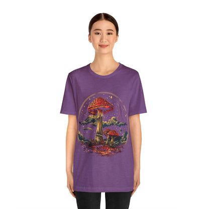 Mystical Cosmic Shroom Forest Universe T-Shirt, Fantacy Stars Dream Tee