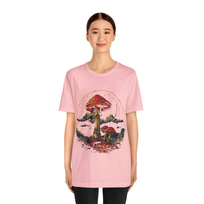 Mystical Cosmic Shroom Forest Universe T-Shirt, Fantacy Stars Dream Tee