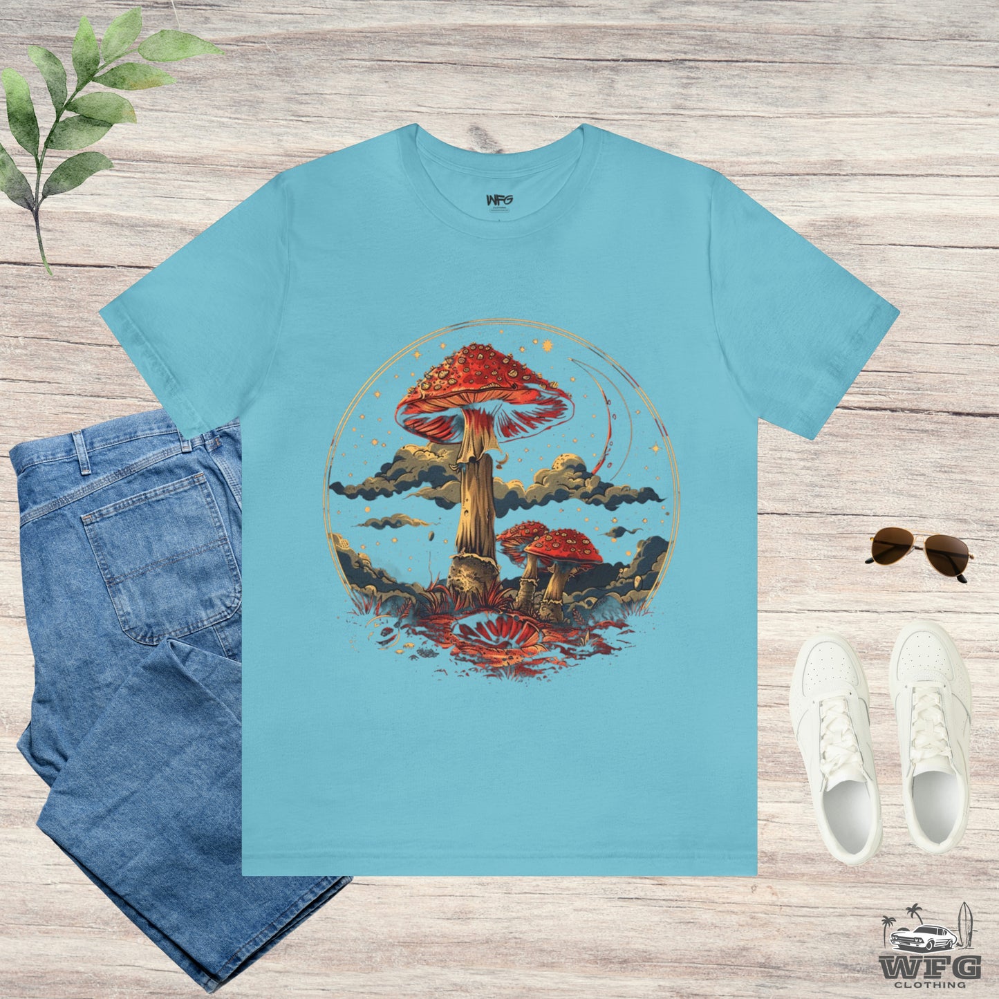 Mystical Cosmic Shroom Forest Universe T-Shirt, Fantacy Stars Dream Tee