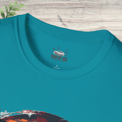 Sunset Roadster T-Shirt - Retro Muscle Car Beach Vibes Tee - Vibrant Surfside Classic Car Graphic Shirt