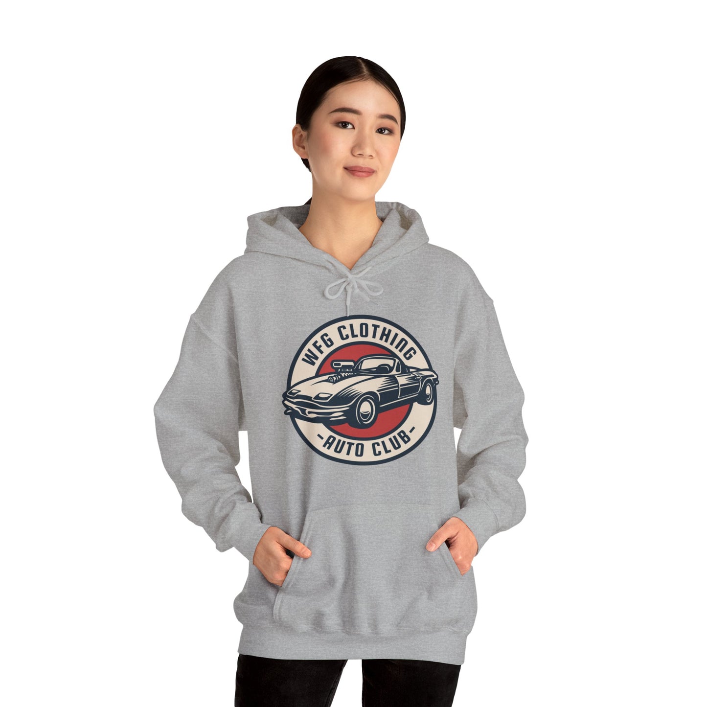 WFG Auto Club Custom Garage Graphic Hooded Sweatshirt Unisex Heavy Blend™ Hoodie  Multiple Colors Available