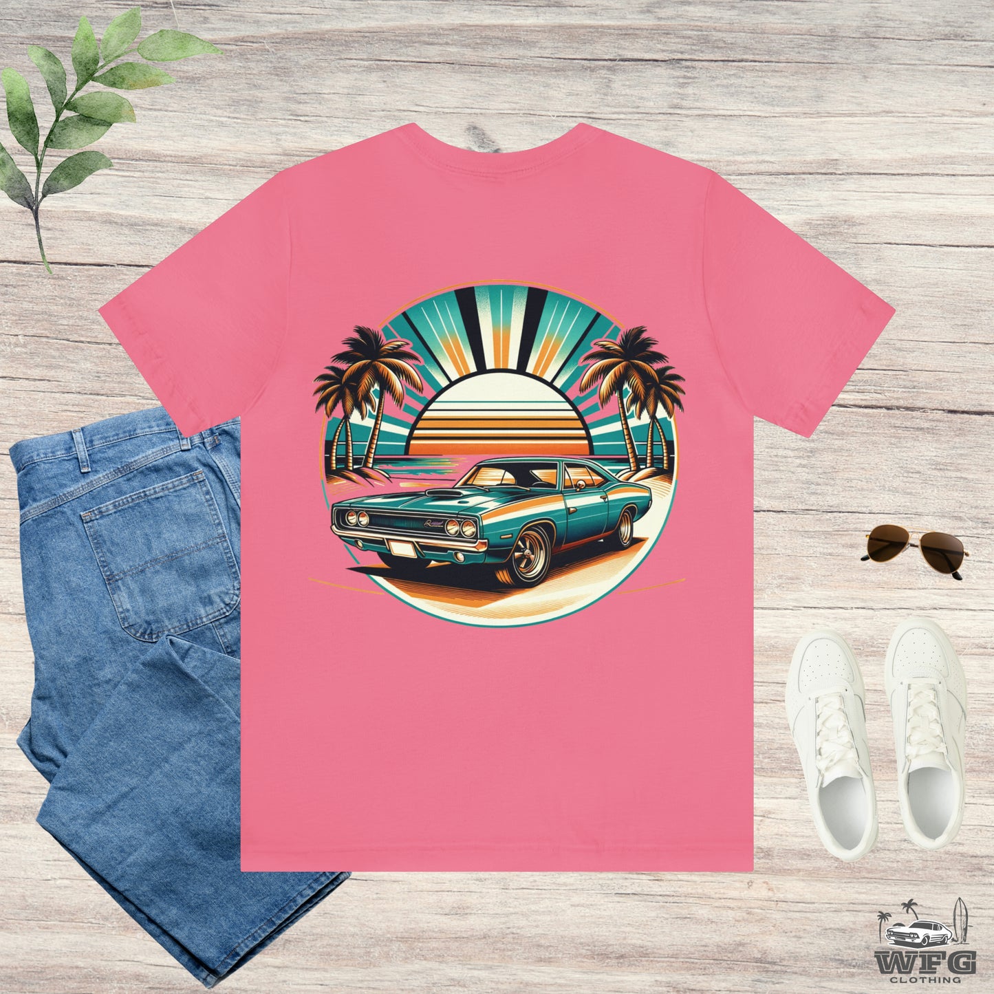 Cruisin' All Summer Long T-Shirt: Classic Muscle Car Retro Beach Ride Tee Surf Sunset Lifestyle